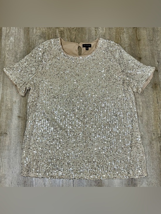 The Limited Tops - The Limited Sequin Blouse, Champagne, XL